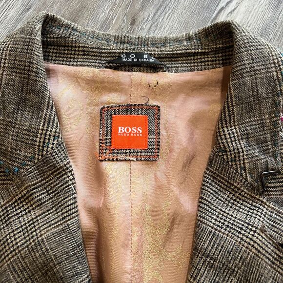 Hugo Boss Wool Glen Plaid Blazer 44R Handcrafted Ukraine Designer Sport Coat - Picture 4 of 11